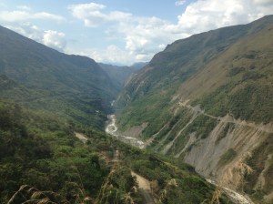 That tiny little line on the side of the mountain was our road.  Seriously.